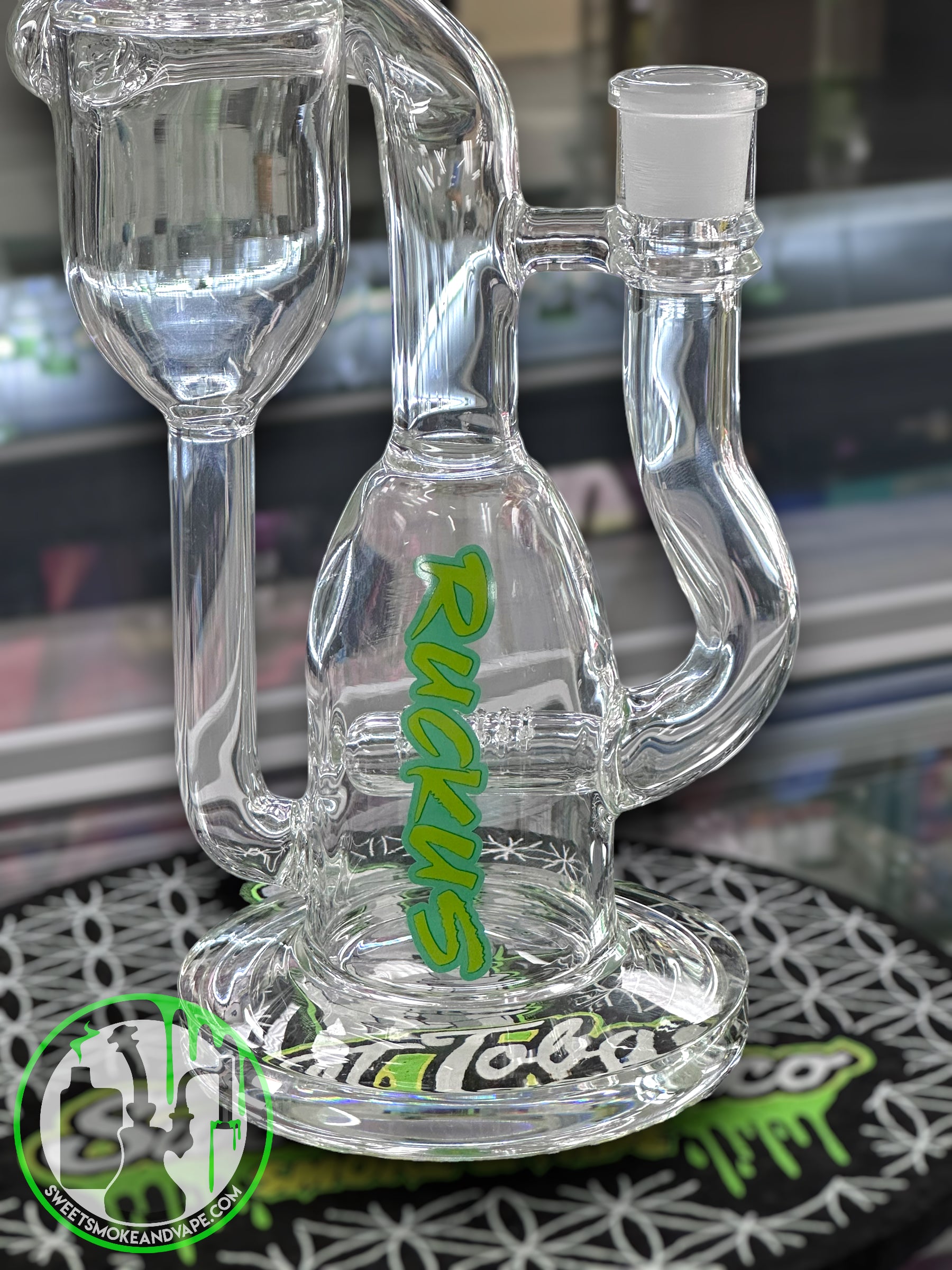 Ruckus Glass - 10” Drain Recycler "USA BLOWN" - Green