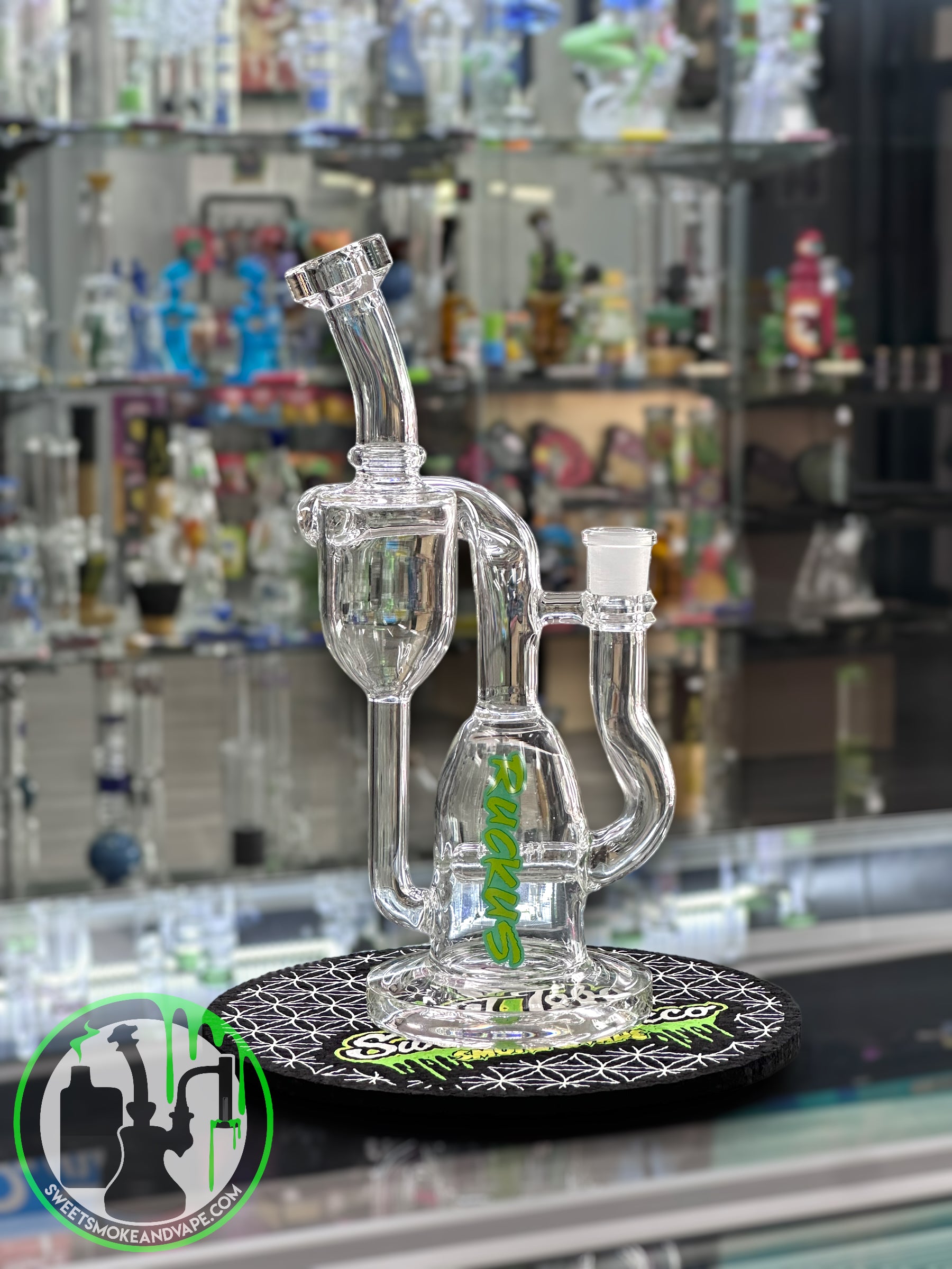 Ruckus Glass - 10” Drain Recycler "USA BLOWN" - Green