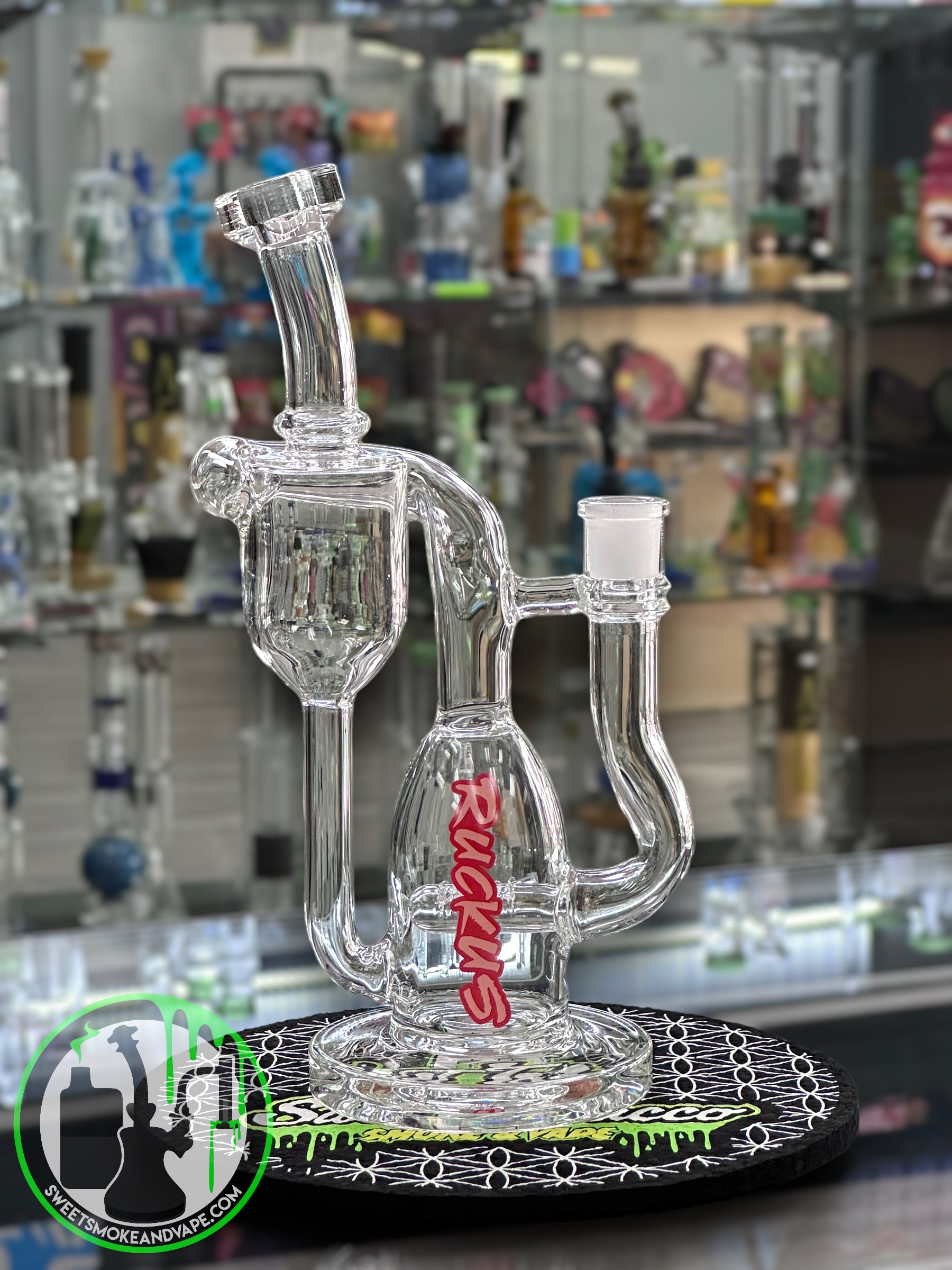 Ruckus Glass - 10” Drain Recycler "USA BLOWN" - Red