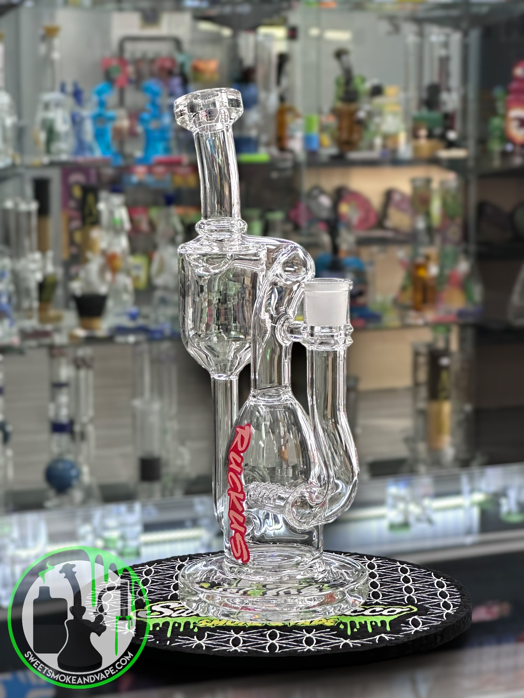 Ruckus Glass - 10” Drain Recycler "USA BLOWN" - Red