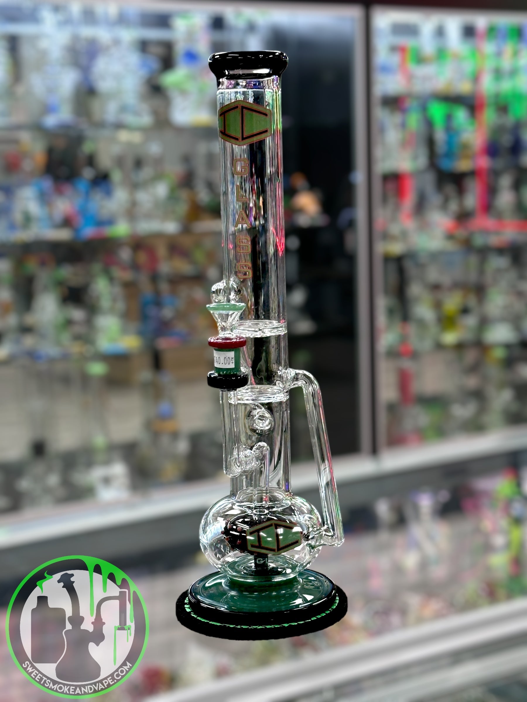 IC Glass - Straight Shooter Recycler Green & Black