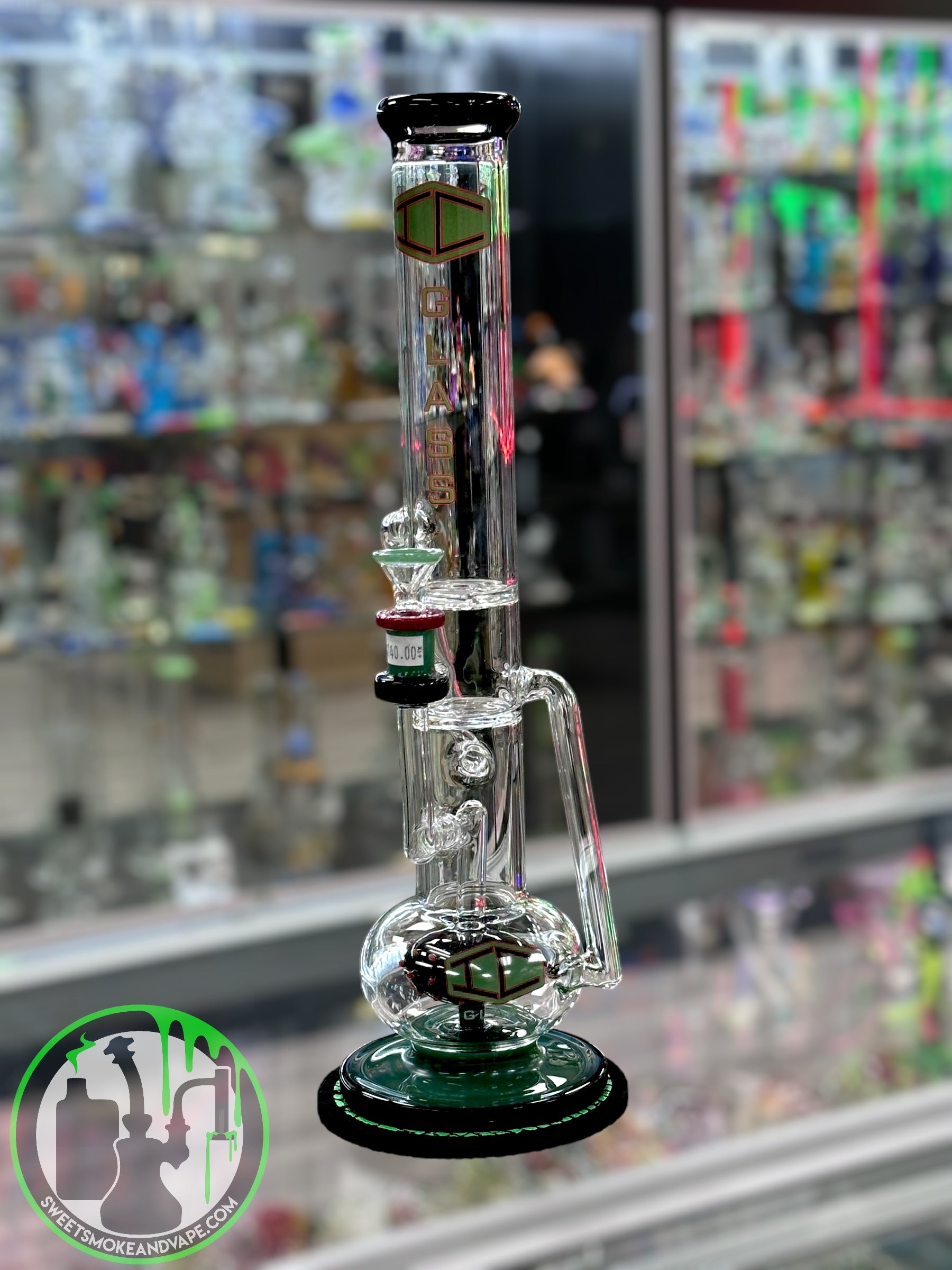 IC Glass - Straight Shooter Recycler Green & Black