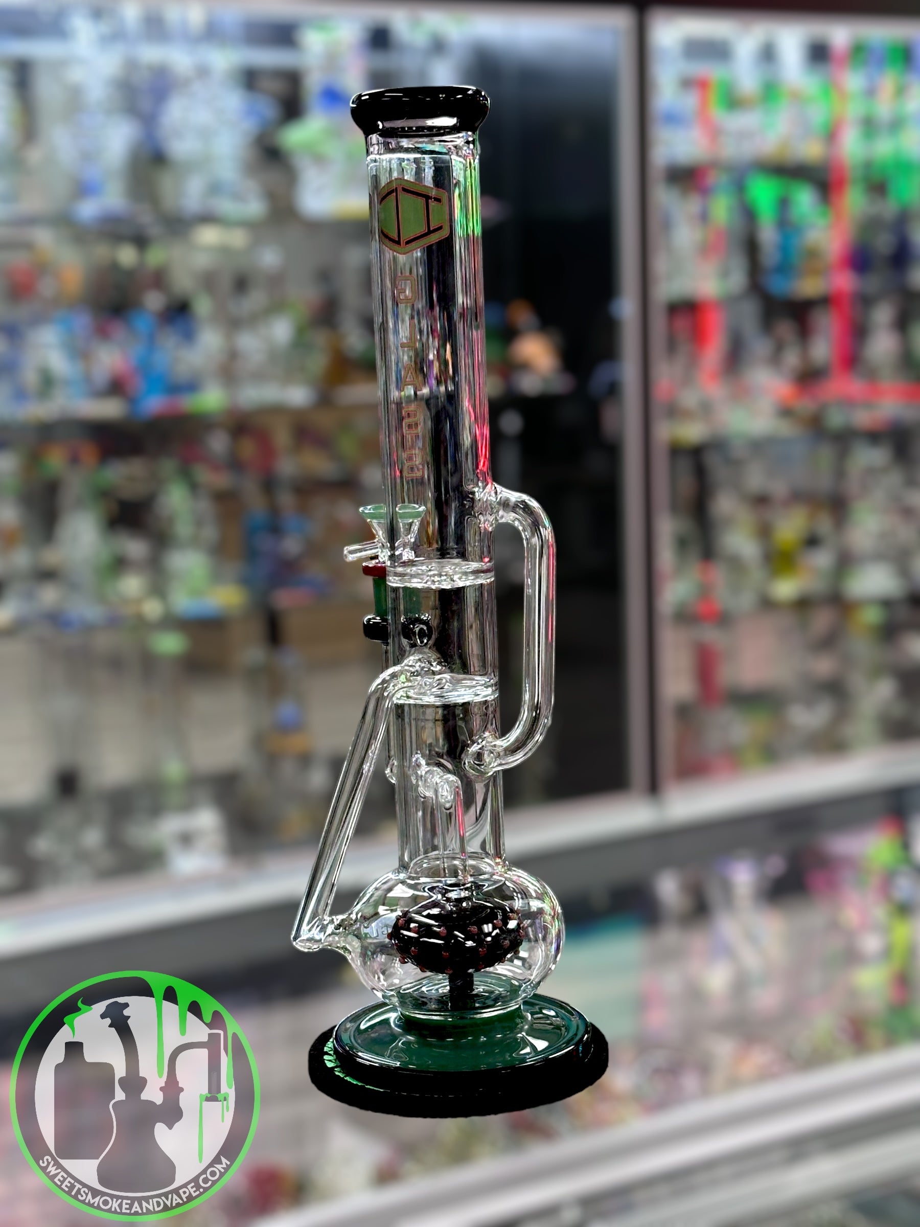 IC Glass - Straight Shooter Recycler Green & Black