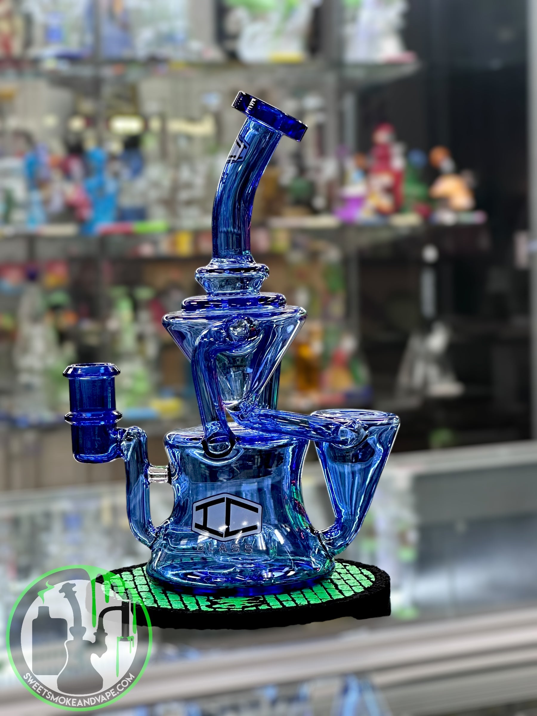 IC Glass - Double Intake Double Drain Recycler - Blue