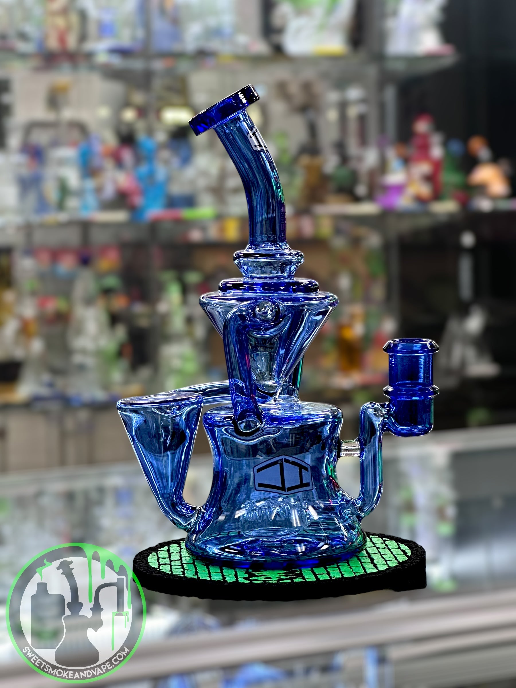 IC Glass - Double Intake Double Drain Recycler - Blue