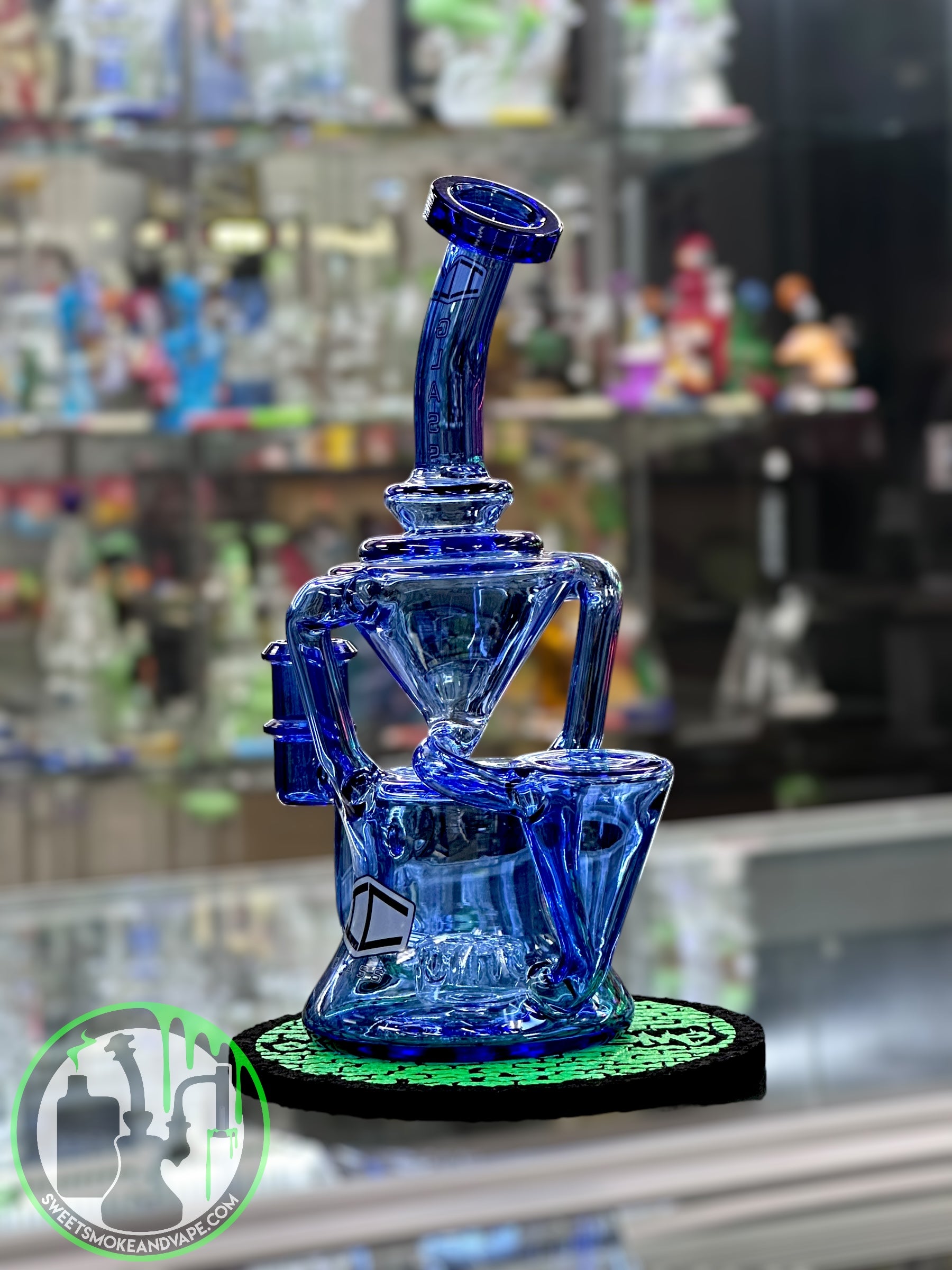 IC Glass - Double Intake Double Drain Recycler - Blue