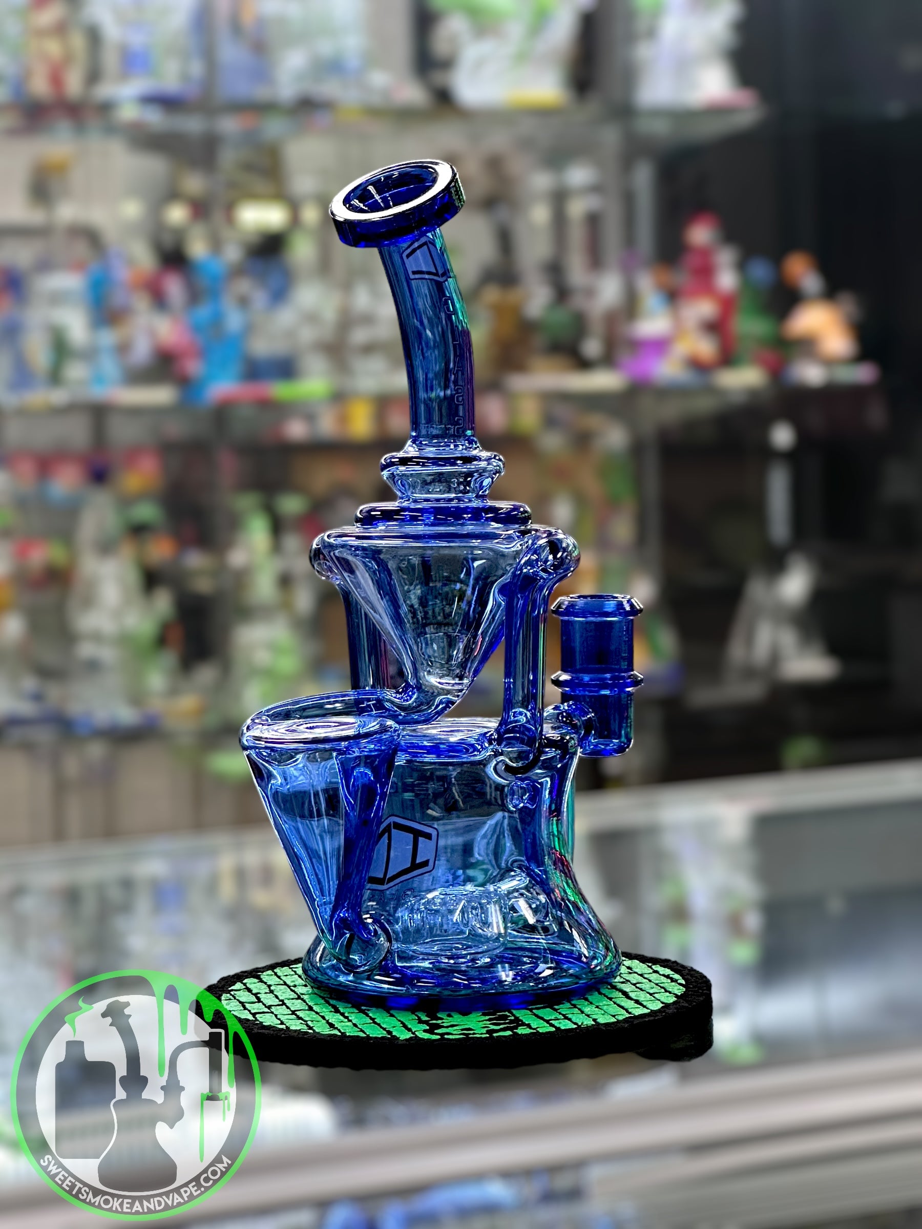 IC Glass - Double Intake Double Drain Recycler - Blue