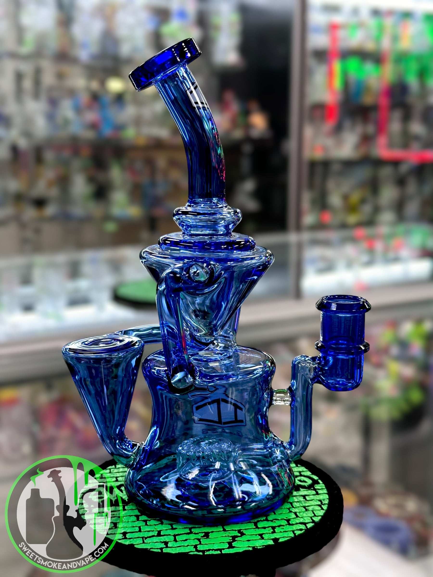 IC Glass - Double Intake Double Drain Recycler - Blue