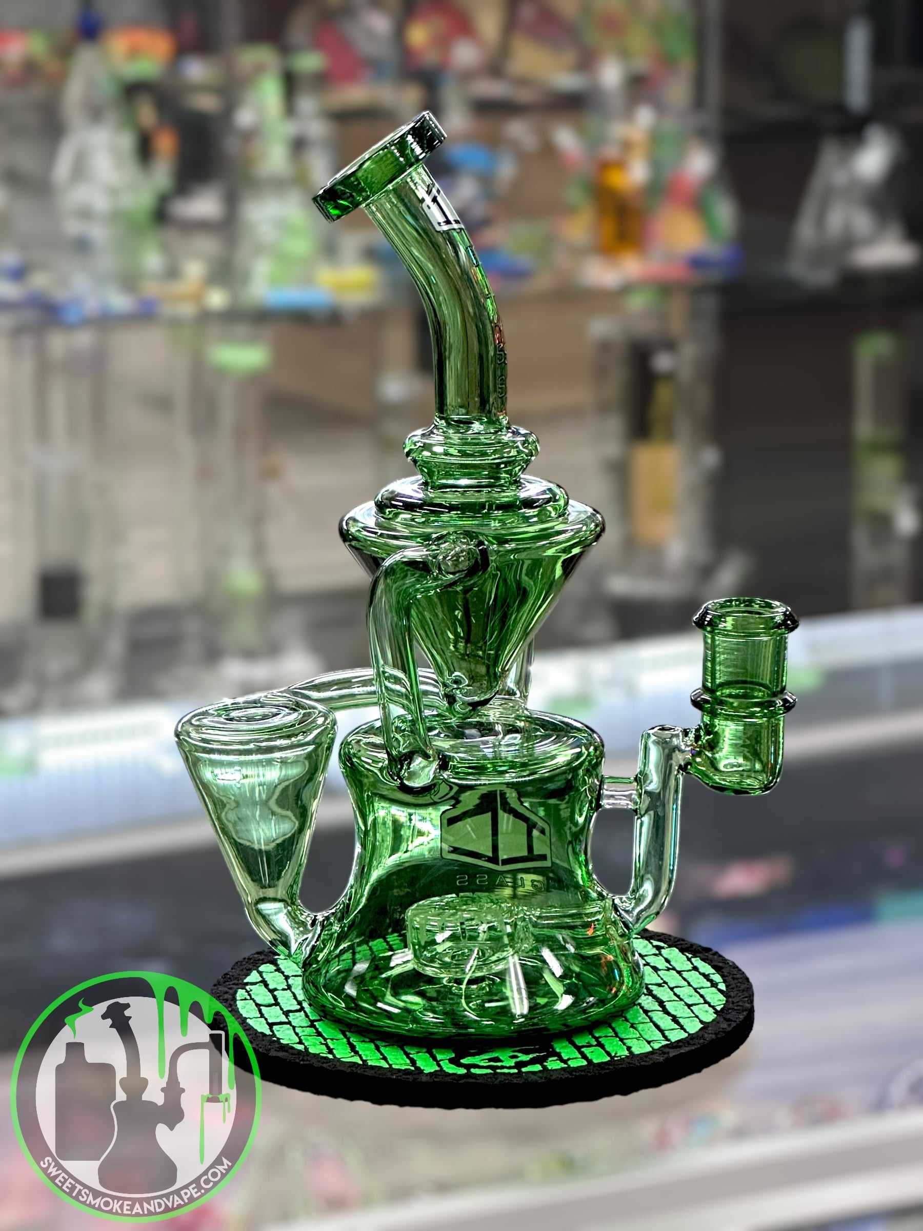 IC Glass - Double Intake Double Drain Recycler - Green