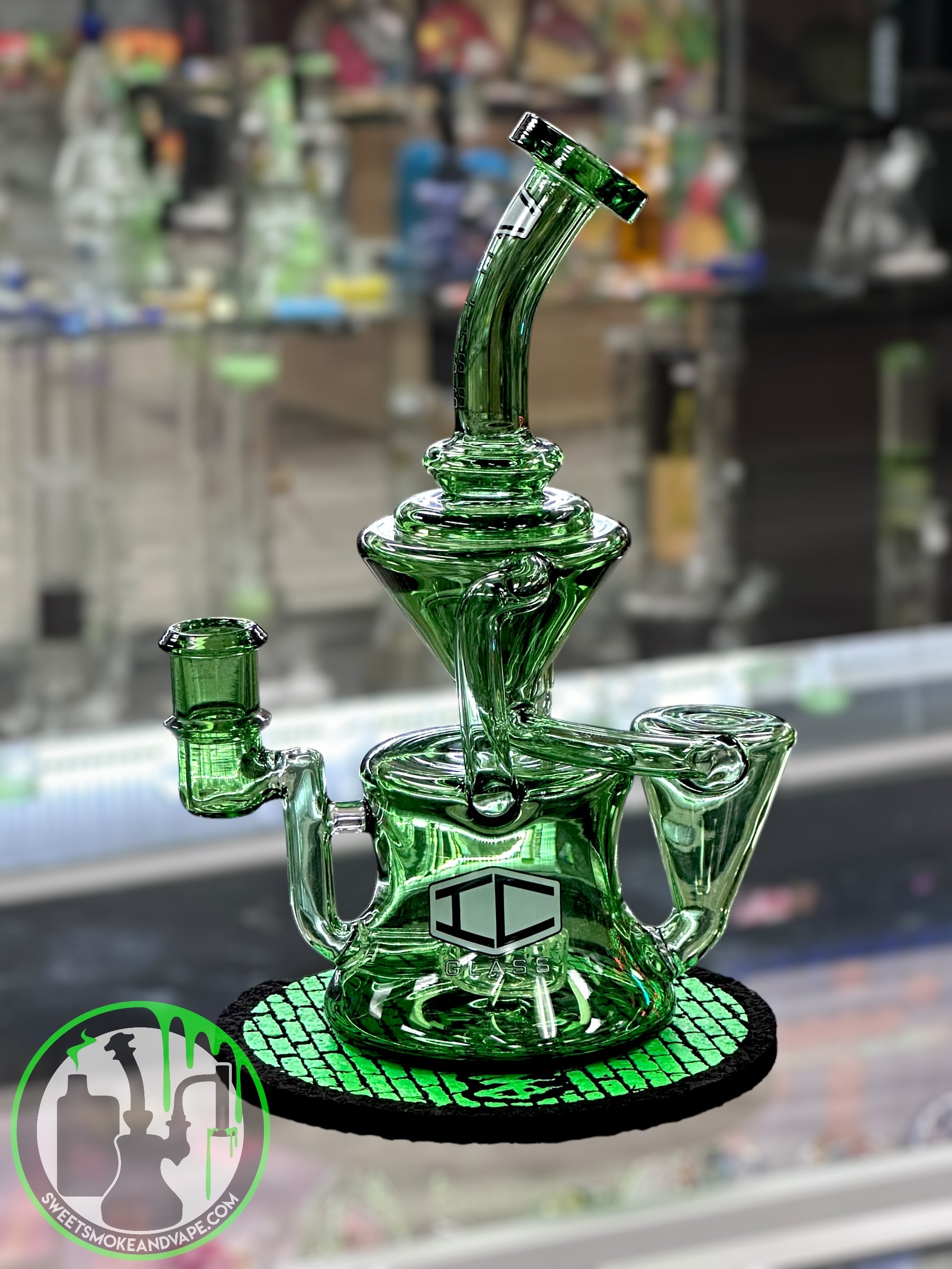 IC Glass - Double Intake Double Drain Recycler - Green