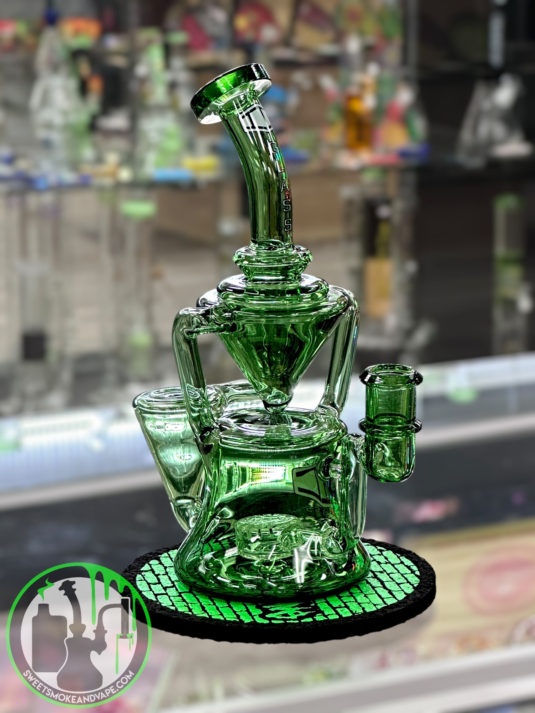 IC Glass - Double Intake Double Drain Recycler - Green