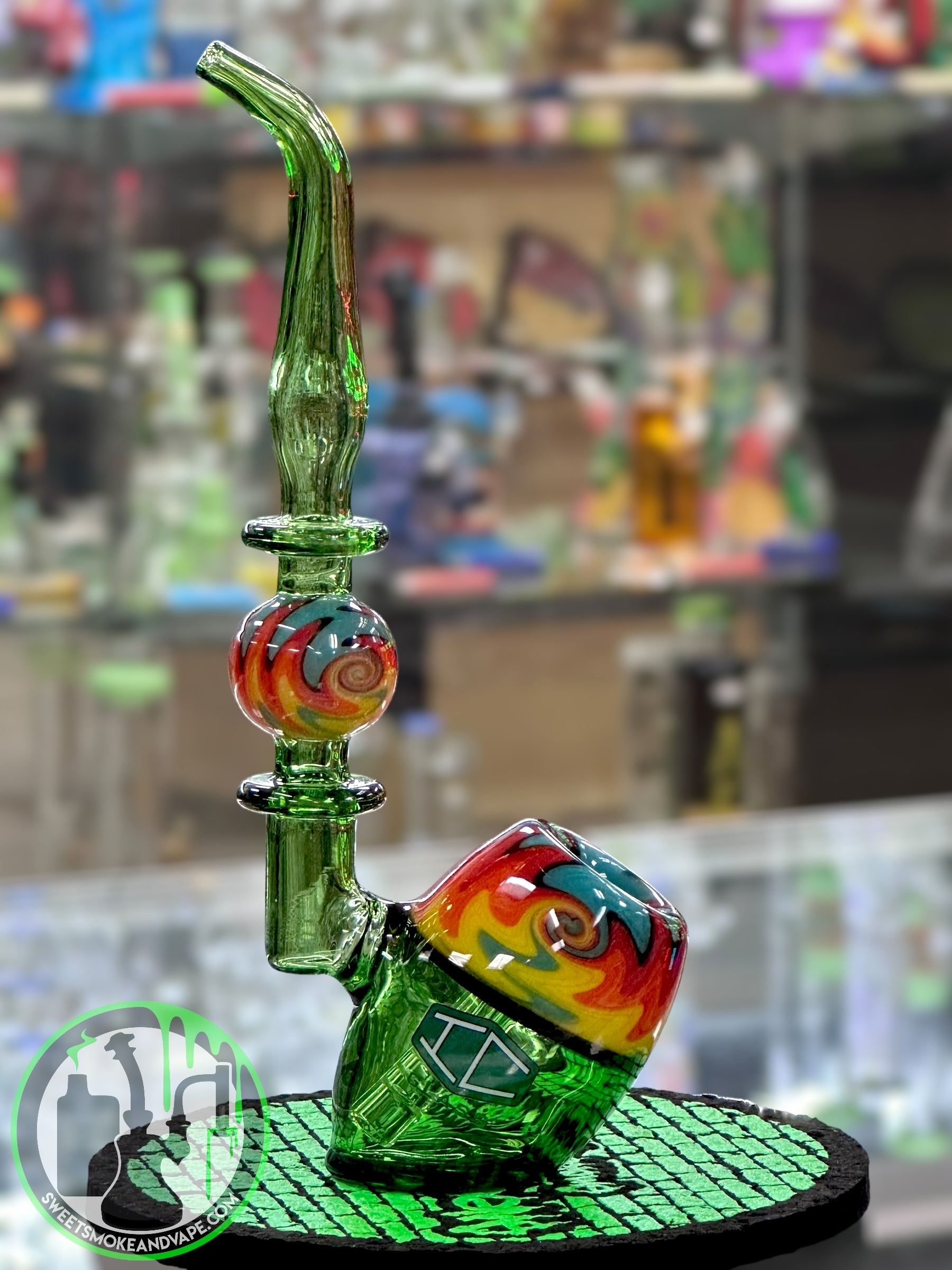 IC Glass - Cannabique Bubbler - Green Wig Wag