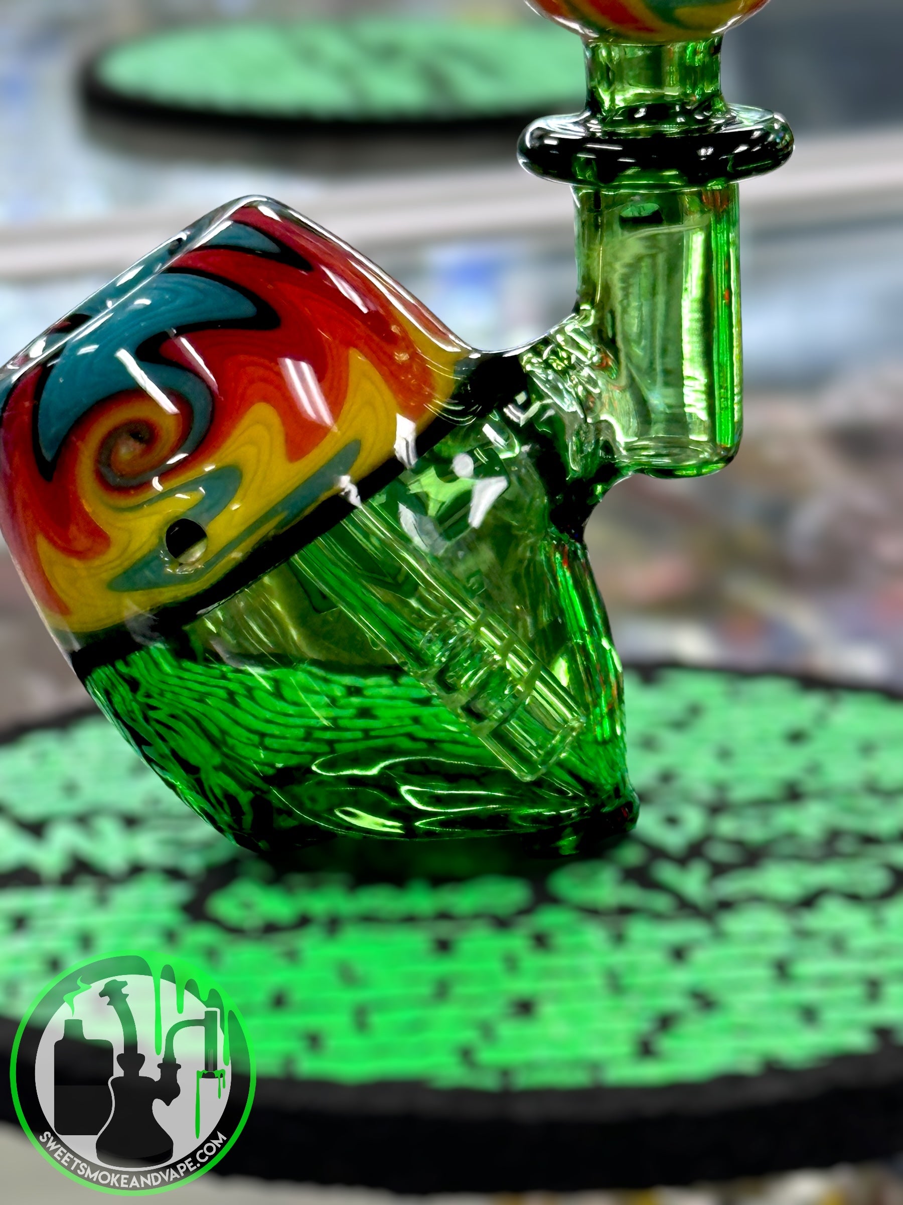 IC Glass - Cannabique Bubbler - Green Wig Wag