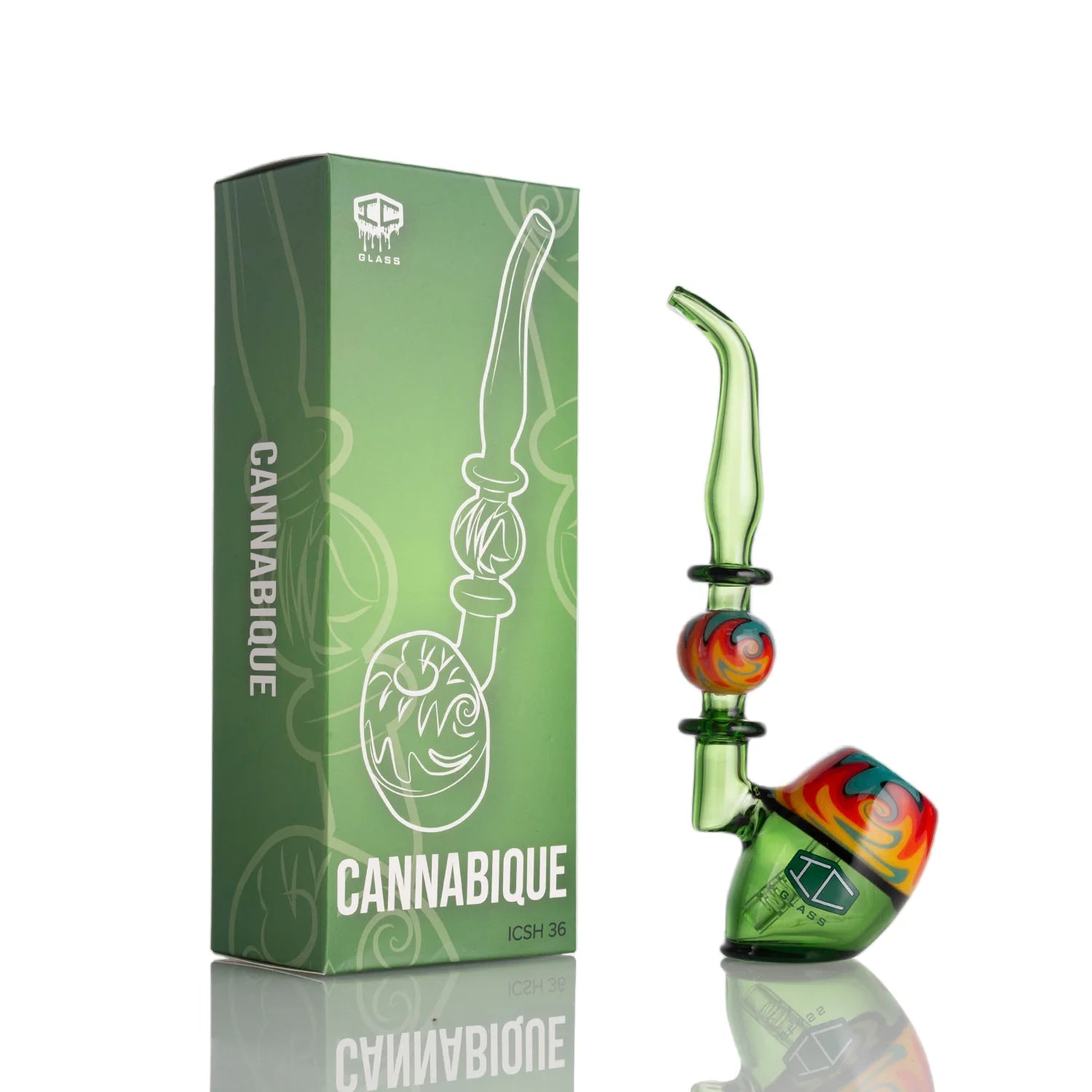 IC Glass - Cannabique Bubbler - Green Wig Wag