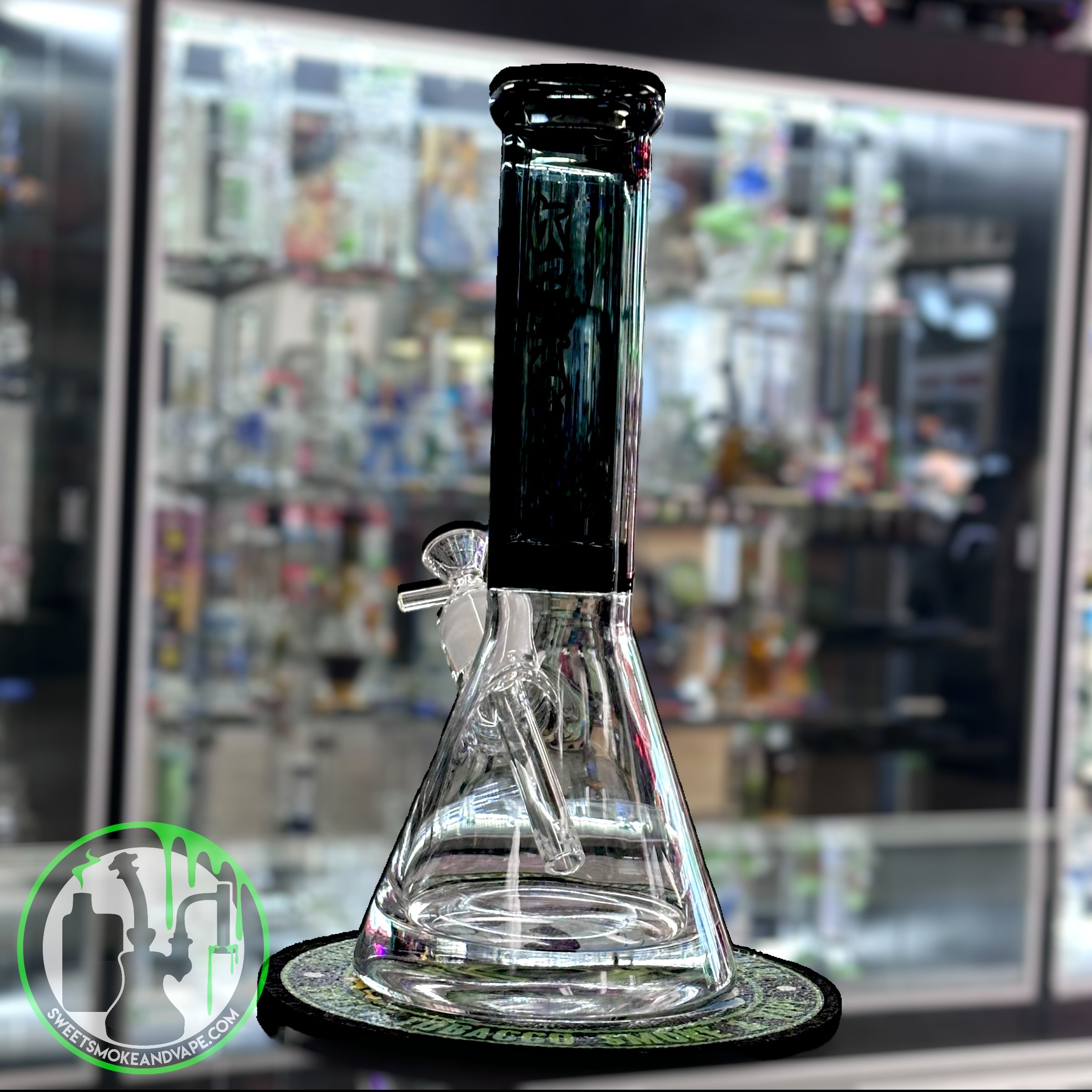 Ruckus Glass - 14" 9mm Beaker "USA BLOWN" - Black