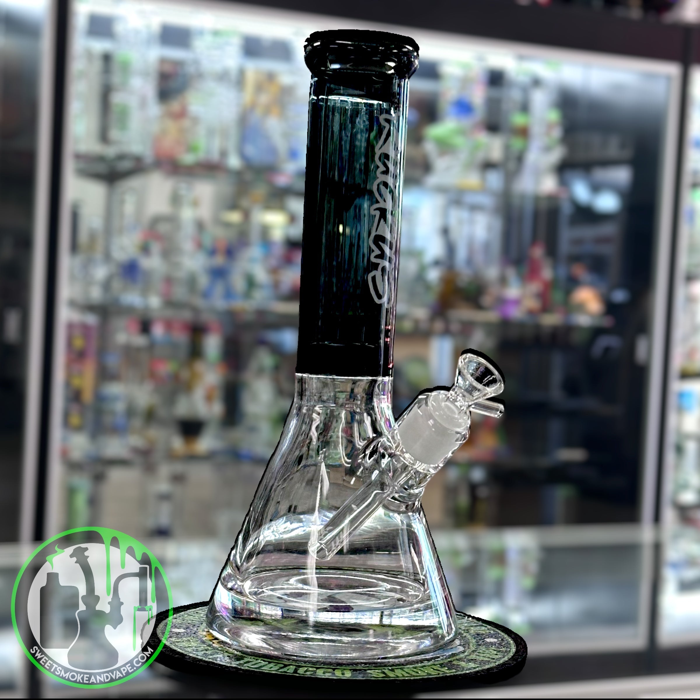 Ruckus Glass - 14" 9mm Beaker "USA BLOWN" - Black