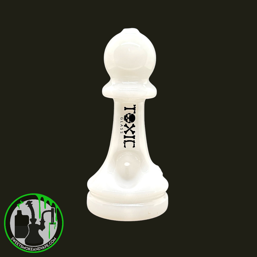 Toxic Glass - Chess Hand Pipe White