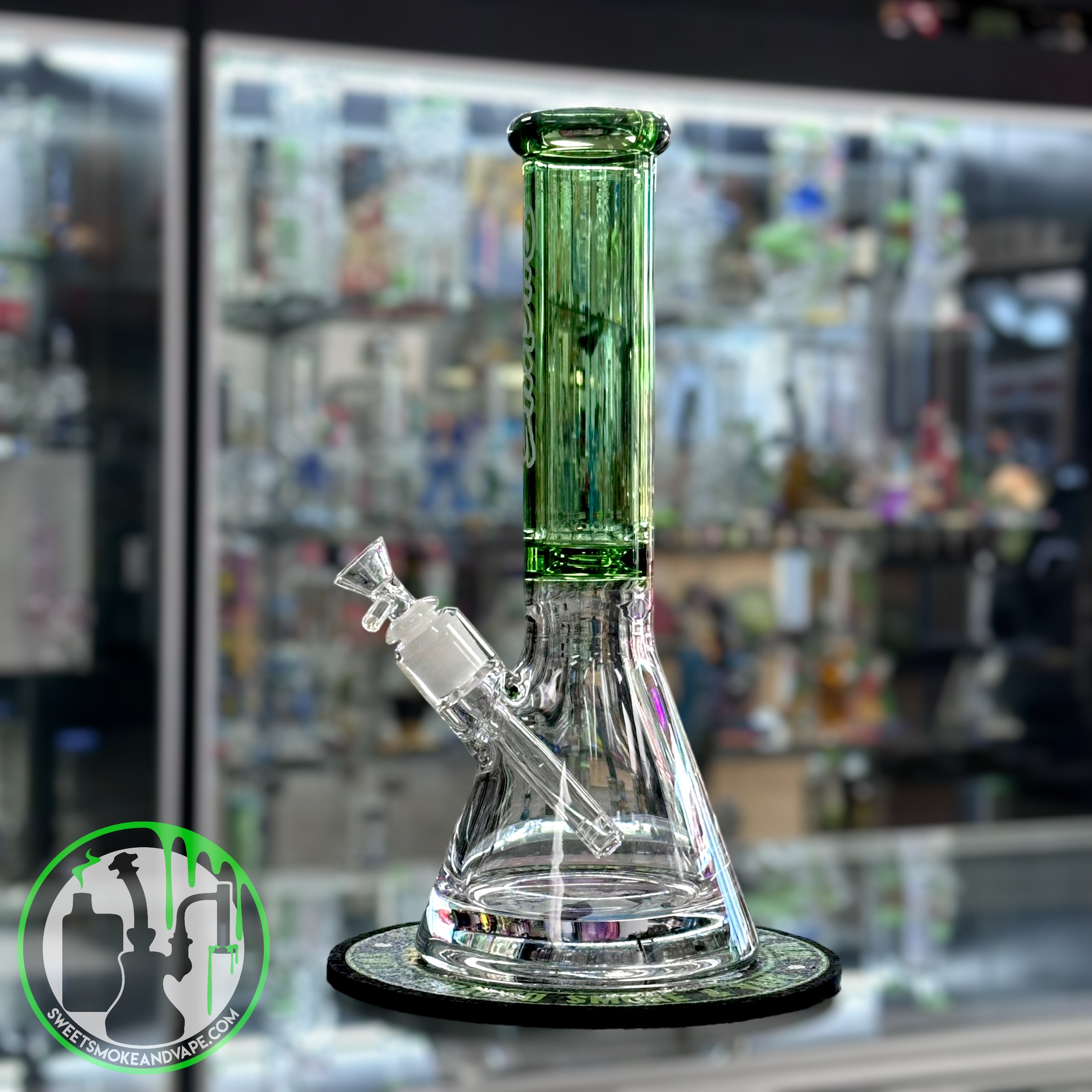 Ruckus Glass - 14" 9mm Beaker "USA BLOWN" - Green