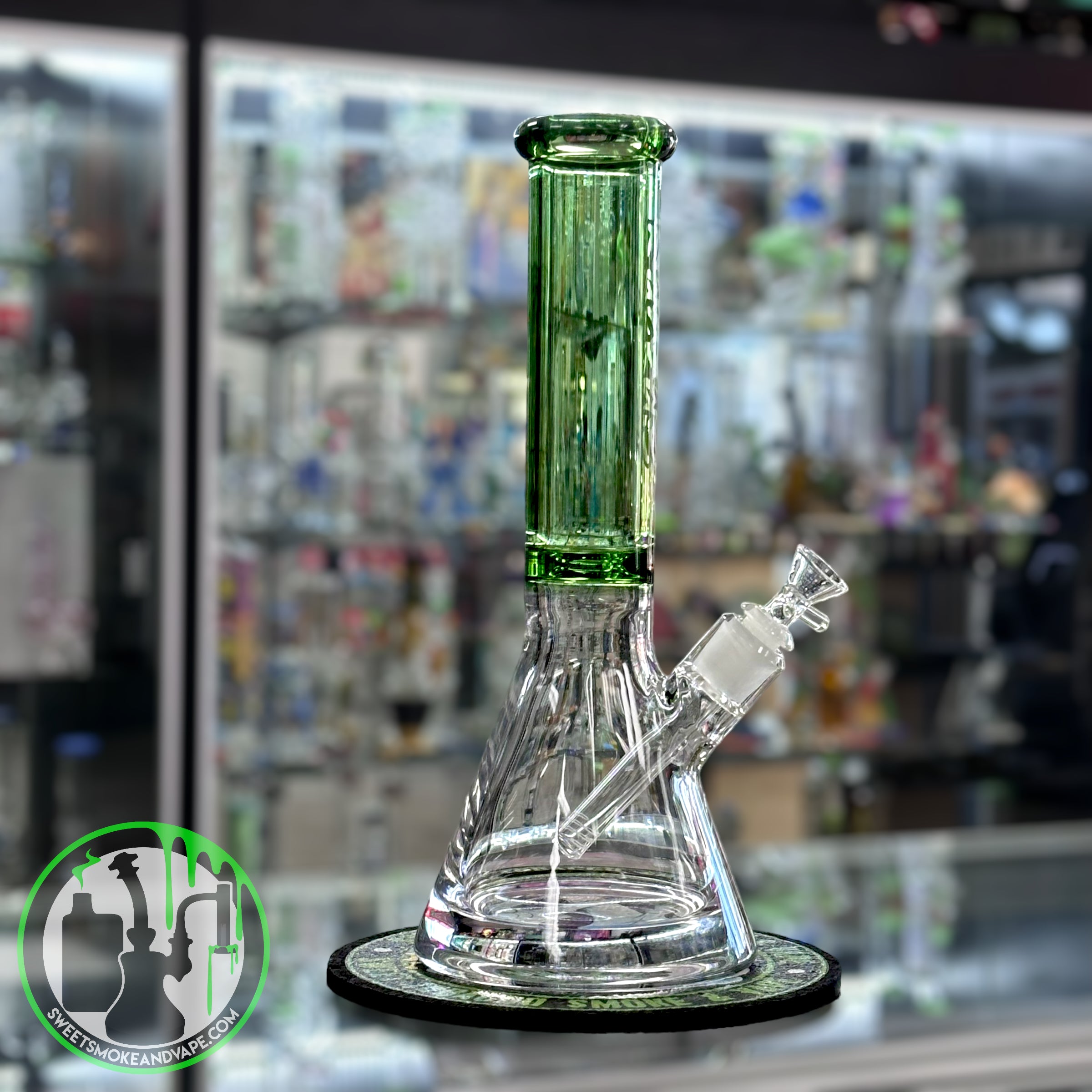 Ruckus Glass - 14" 9mm Beaker "USA BLOWN" - Green