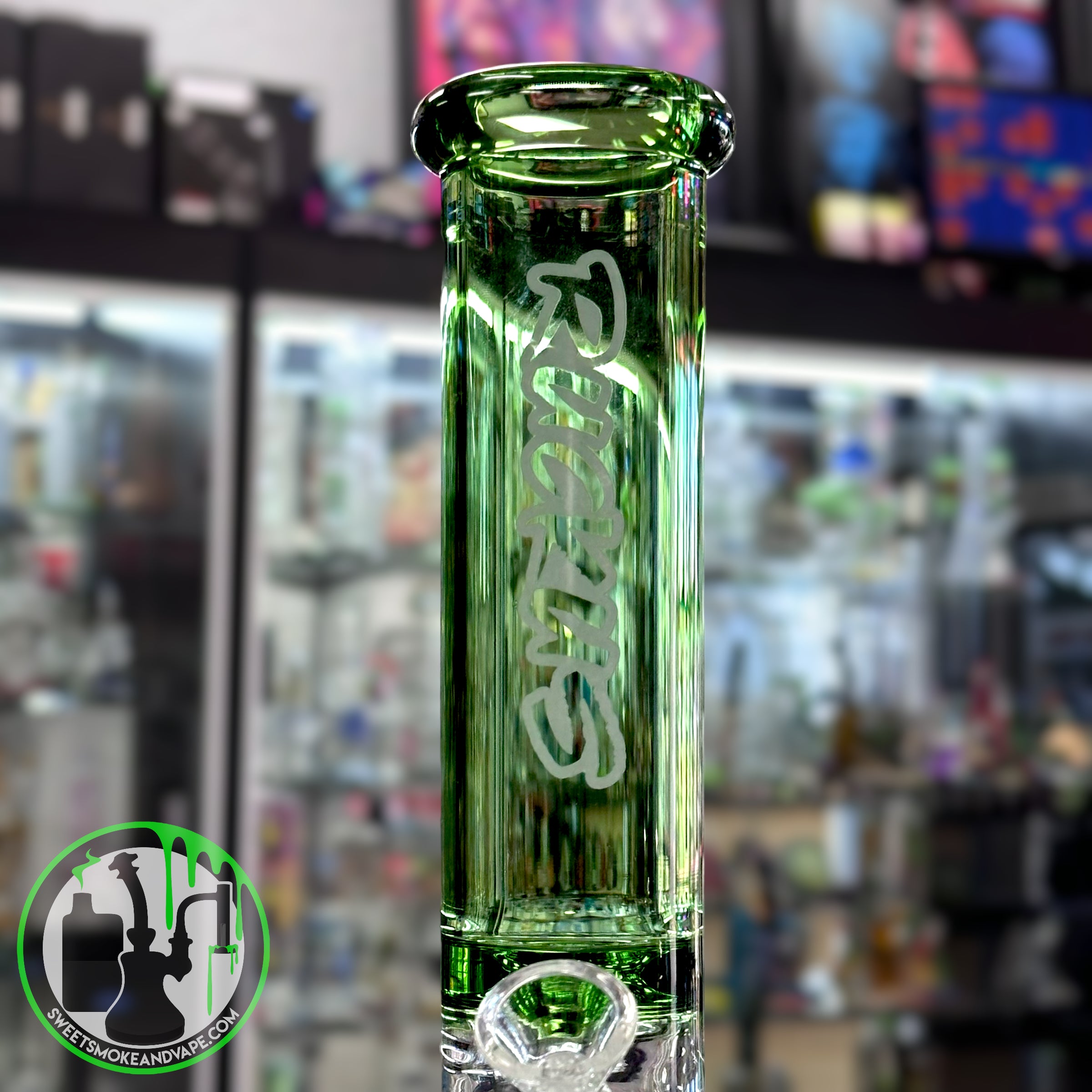 Ruckus Glass - 14" 9mm Beaker "USA BLOWN" - Green