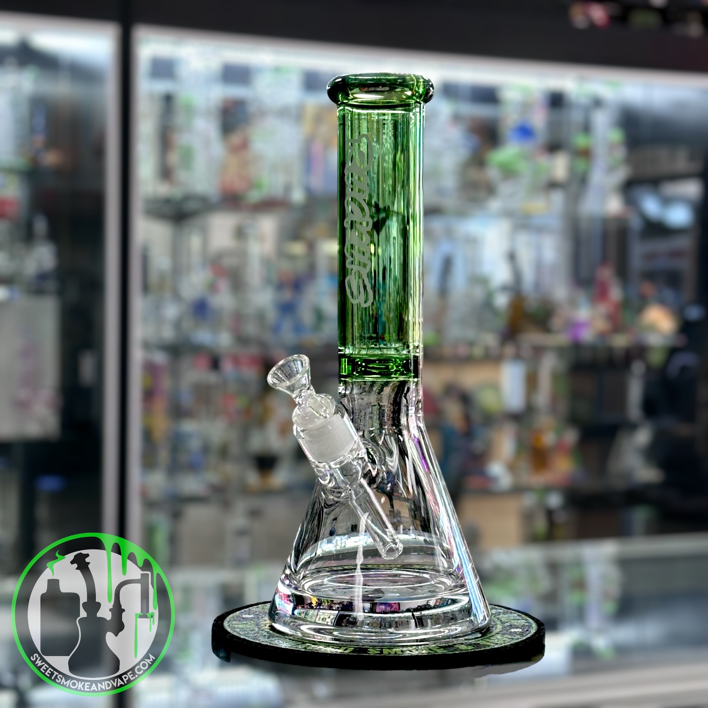 Ruckus Glass - 14" 9mm Beaker "USA BLOWN" - Green